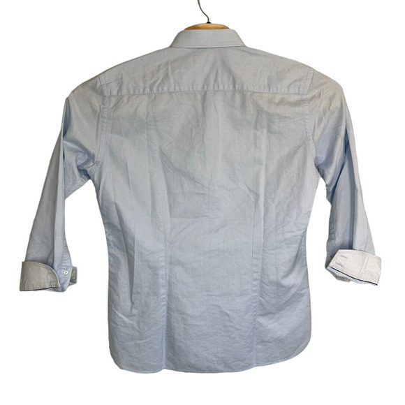 Ted Baker Endurance Shirt 16 32/33 Mens Blue No Tuck Flip Cuff Button Up - Picture 2 of 7